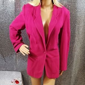 Bright Pink Acrylic/Wool Jacket Pockets Valentines